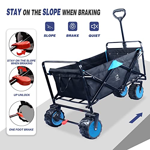 Collapsible Heavy Duty Folding Wagon Cart Utility Wagon All Terrain Beach Wheels Adjustable