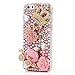 iPhone 6 Case (4.7 Inch) - Mavis's Diary Luxury Handmade Bling Crystal Rhinestone Pumpkin Car, Golden Crown, Pink Flower, Dancing Girl with Love Heart Cinderella Fairy Tale Back Case with Clean Cloth