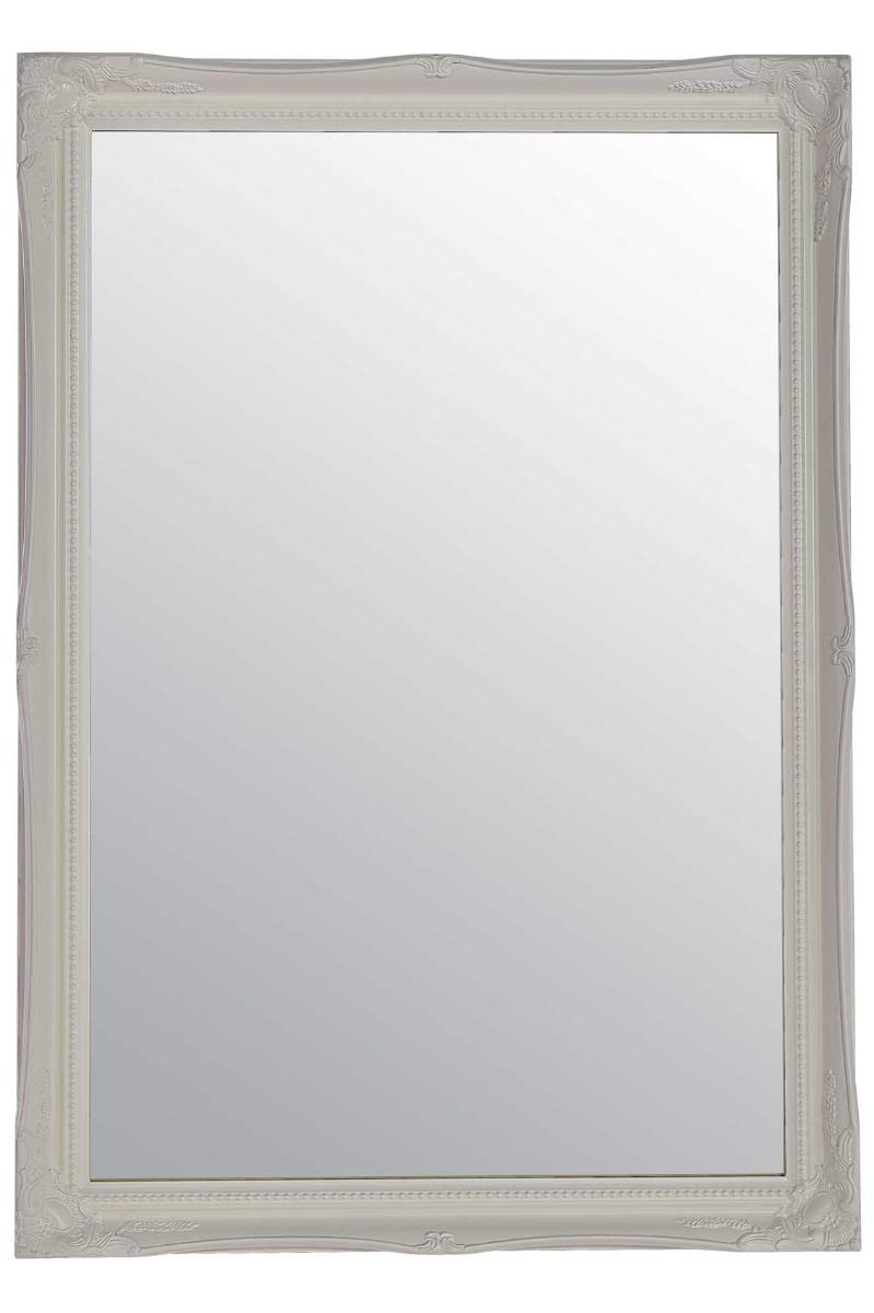 Large 2" White Shabby Chic Style Swept Bevelled Overmantle Wall Mirror 34X24"