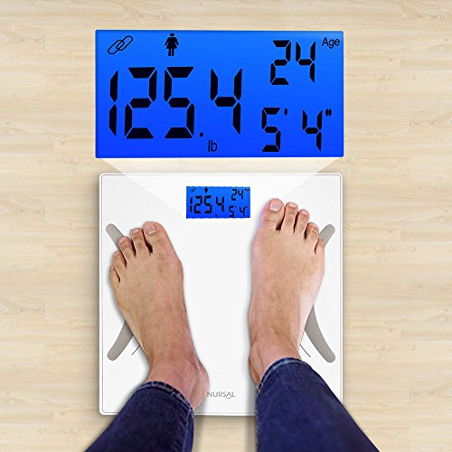 NURSAL Bluetooth Body Fat Scale, Digital Smart Scale for Body Weight, Fat Rate, Water Content, Muscle Mass, BMI, BMR, Bone Mass and Calories, Body Composition Analyzer with Smartphone App, White - Thumbnail 5
