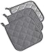 DII Basic Terry Collection Quilted 100% Cotton, Potholder, Gray, 3 Piece