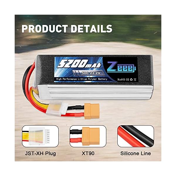 Zeee 6S Lipo Akku 22,2V 50C 5200mAh RC Batterie mit XT90 Stecker für RC Car RC Truck RC Auto Boot Helicopter LKW Truggy… – Bild 5