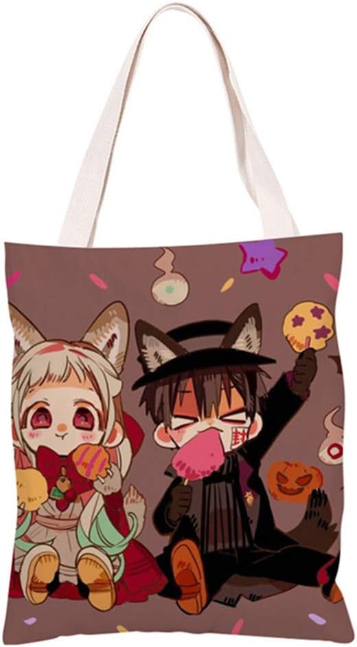 Bohonan Anime Toilet-Bound Hanako-kun Reusable Canvas Tote Bags Multi-Purpose Use for Book Bags, Shopping Bags, Craft DIY Drawing, Gift Bags, etc(A-12)