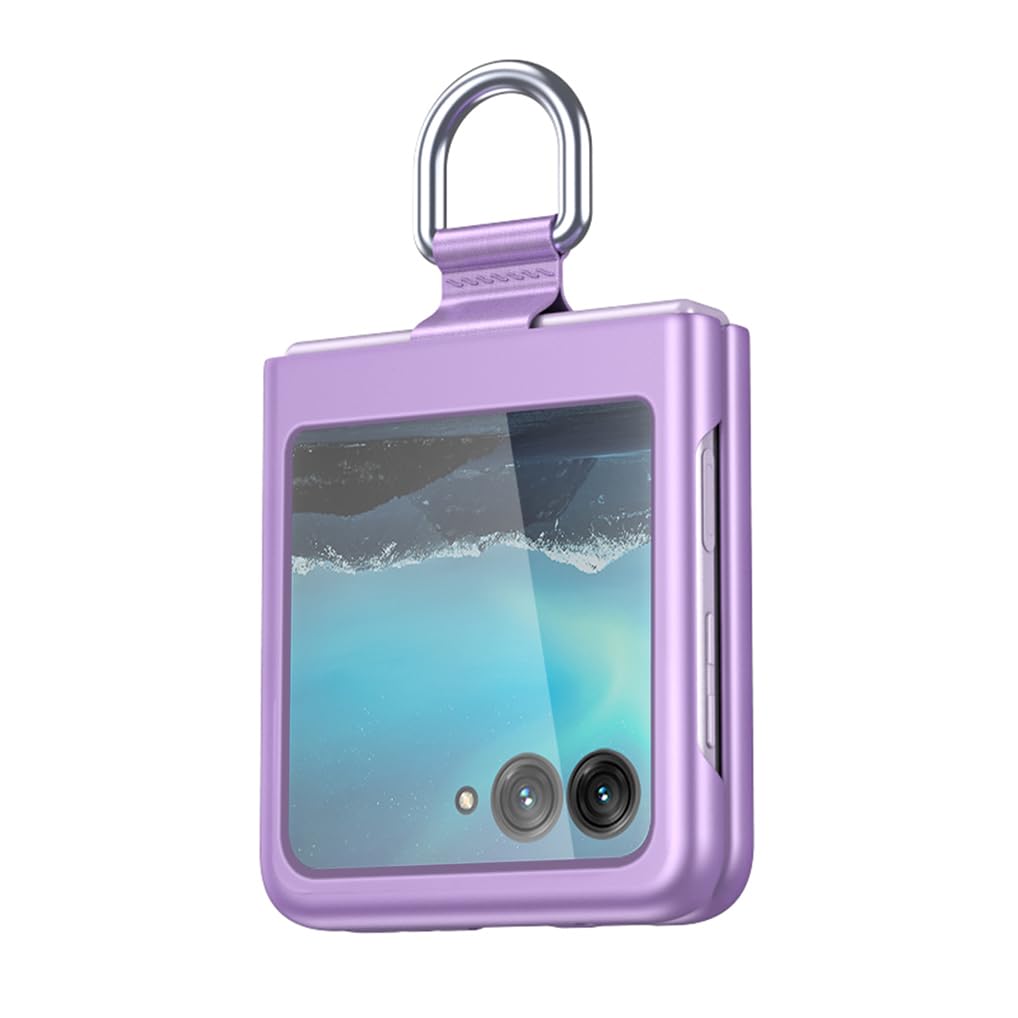 SEAHAI Case for Motorola Razr 40 Ultra, Ultra Thin Premium PC Matte Finish Anti-Scratch Cover, Silky Touch Feeling Phone Case with Ribbon and 360 Degree Ring - Purple