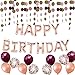 Happy Birthday Mylar Banner,Burgundy Rose Gold Confetti Latex Balloons,Dots Paper Garland,27 Count