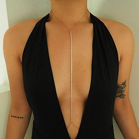 Yean Y-Pendant Bar Körperkette Einfache Sexy Bikini Kette Kristall Bauch Taille Kette für Frauen und Mädchen
