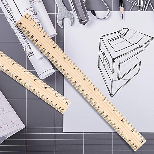 ASIBT 30 Pack Wooden Rulers Student Rulers Wood School Rulers Measuring Ruler Office Rulers,2 Scale,30 cm and 12 Inch - Thumbnail 2