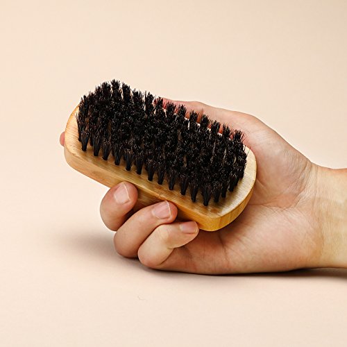 image for VEEYOO Beard Brush for Men Wild Boar Bristles Beards Mustache Brush wi