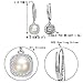 EVER FAITH Women's 925 Sterling Silver CZ 6MM Freshwater Cultured Pearl Elegant Dangle Earrings Clear