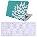 HDE MacBook Pro 13 (Non Retina) Case and Keyboard Cover Snap On Protective Hard Shell Flower Petals Fits Old Macbook Pro 13 Inch Model A1278 with CD Drive (Seafoam Green Flower)