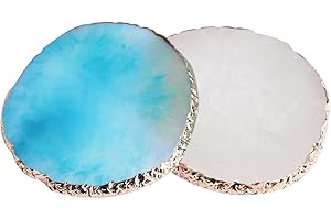 SUMAJU 2 Pieces Resin Nail Art Palette, Nail Art Painting Gel Palette Gold Edge Color Makeup Display Board Nail Art Display Cosmetic Mixing Tools