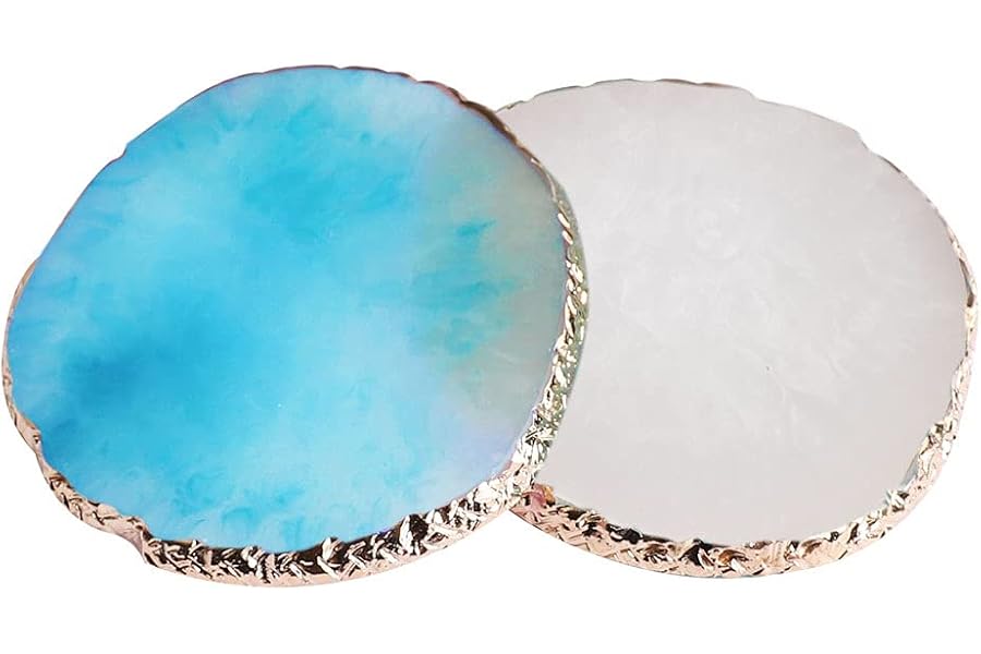 2 Pieces Resin Nail Art Palette, Nail Art Painting Gel Palette Gold Edge Color Makeup Display Board Nail Art Display Cosmetic Mixing Tools