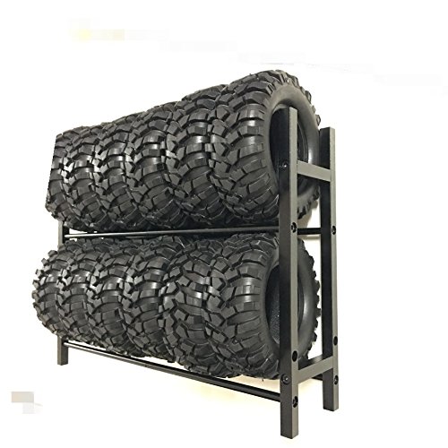 XJJ Black 1:10 RC Car Tire Rack/Wheel Rack for 1/10 Wheel Rims Tire TRX-4 SCX10 D90 CC01