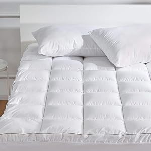 SLEEP ZONE Luxury Mattress Pad Cover Cotton Top Overfilled Extra Thick Soft Down Alternative Topper Quilted Pillow Top Upto 21 inch Deep Pocket, White, Twin