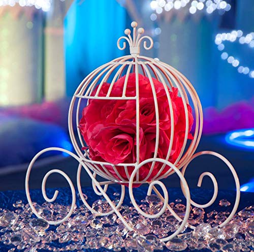Gold Wire Cinderella Coach Centerpiece, 12 Inches High, Fairy Tale Decor, Wedding Table Centerpiece