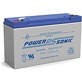 Power-Sonic Rechargeable Sealed Lead Acid Battery PS-6100 6V 12.0 AH @ 20-hr. 6V 11.5 AH @ 10-hr.