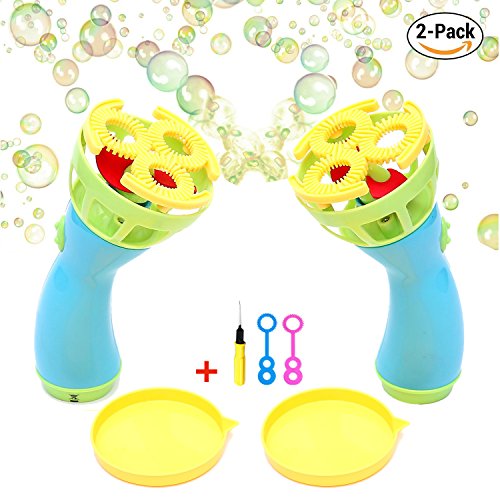 NV Bubble Gun Shooter Maker Kit Blower Machine for Kids,Set of 2, with Soap Dishes, Manual Wands and Screwdriver (Color may Vary)