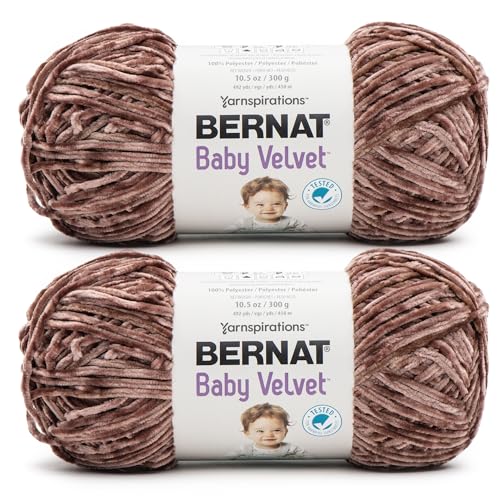 Bernat Baby Velvet BB Chocolate Yarn - 2 Pack of 300g/10.5 oz - 100% Polyester - #4 Worsted (Medium) - 492 Yards - Knitting/Crochet