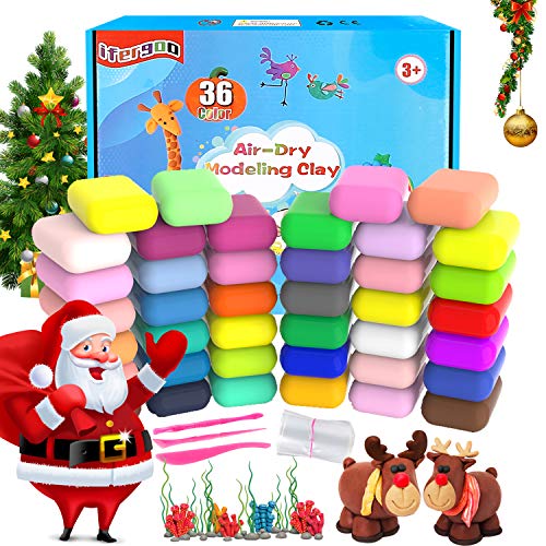 View 1 of Modeling Clay for Kids - ifergoo 36 Colors Air Dry Clay Ultra Light No-Toxic Soft and Stretchy DIY Magic Clay with Sculpting Tools and 36 pcs Ziplock Bag