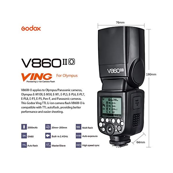 GODOX V860II-O HSS 1/8000S GN60 TTL Ving Kamera Blitz Speedlite mit XPRO-O Trigger Auslöser für Olympus Panasonic… – Bild 5