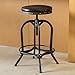 Dempsey | Rustic Industrial | Distressed Metal | Swivel Adjustable | Bar Stool (Brown Bonded Leather)