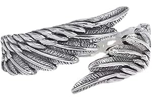 PINGYONGCHANG Lover's best friend matching ring adjustable ring promises to design a ring for him/her, angel and devil wing shaped hug protection jewelry