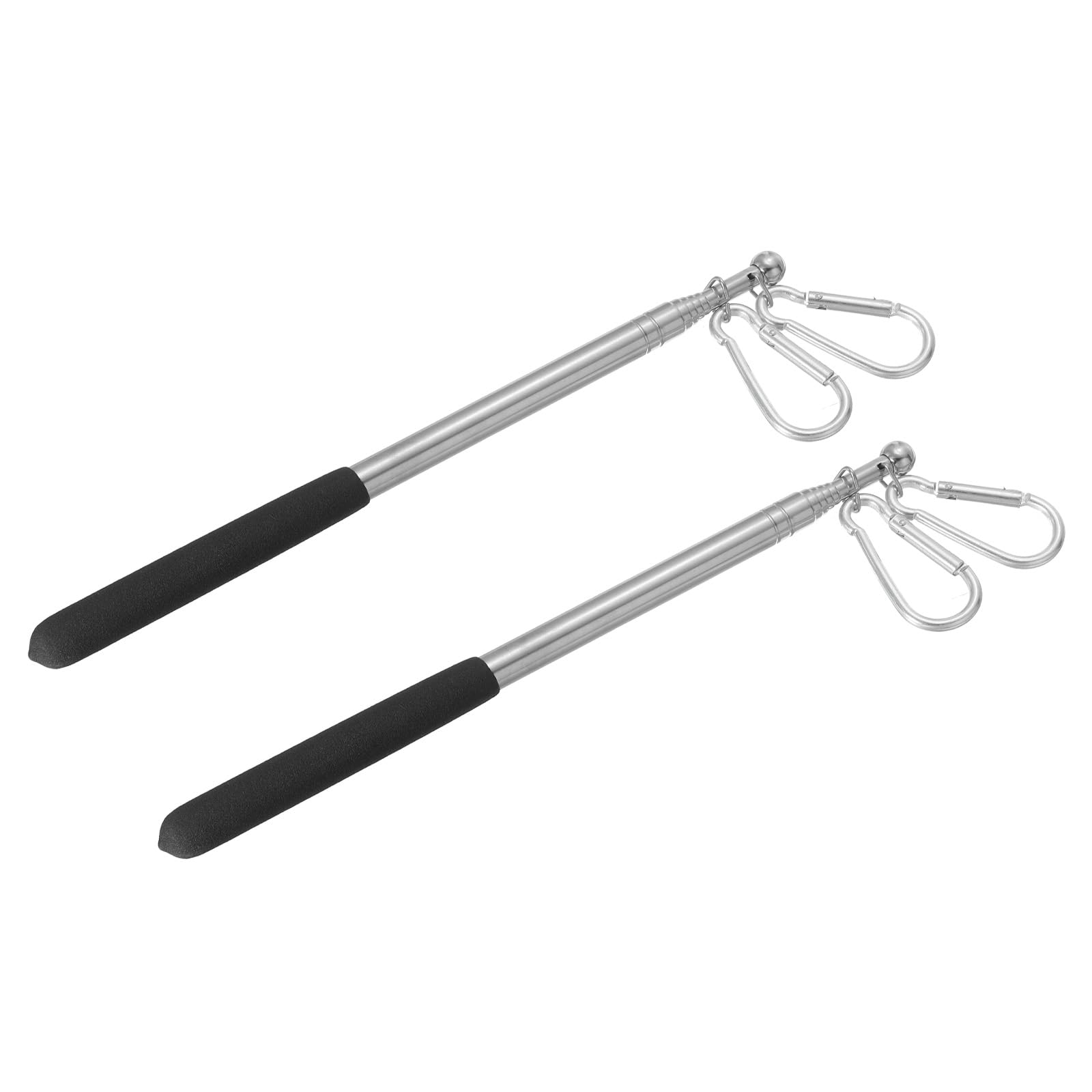 PATIKIL 3.9 Feet Telescopic Handheld Flagpoles, 2Pcs Tour Guide Flag Pole Stainless Steel Portable Collapsible Flag Pole with Clips for Teaching Pointer Training, Black