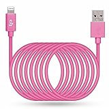 LP 3m/10ft Lightning Cable, Apple MFI Certified Connectors, Long Lightning to USB Cable Lightning Sync Charger Cable for iPhone 7/7 Plus/6s/Plus/6/5s, iPad Air 2/mini 4/mini 3, iPod Nano/Touch-Pink