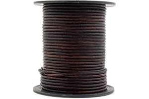 Xsotica-Dye Round Leather Cords -1.5mm Leather Cord Bracelets Necklace & Jewellery Making (Brown Mahogany, 3 Meter (3 Yard))