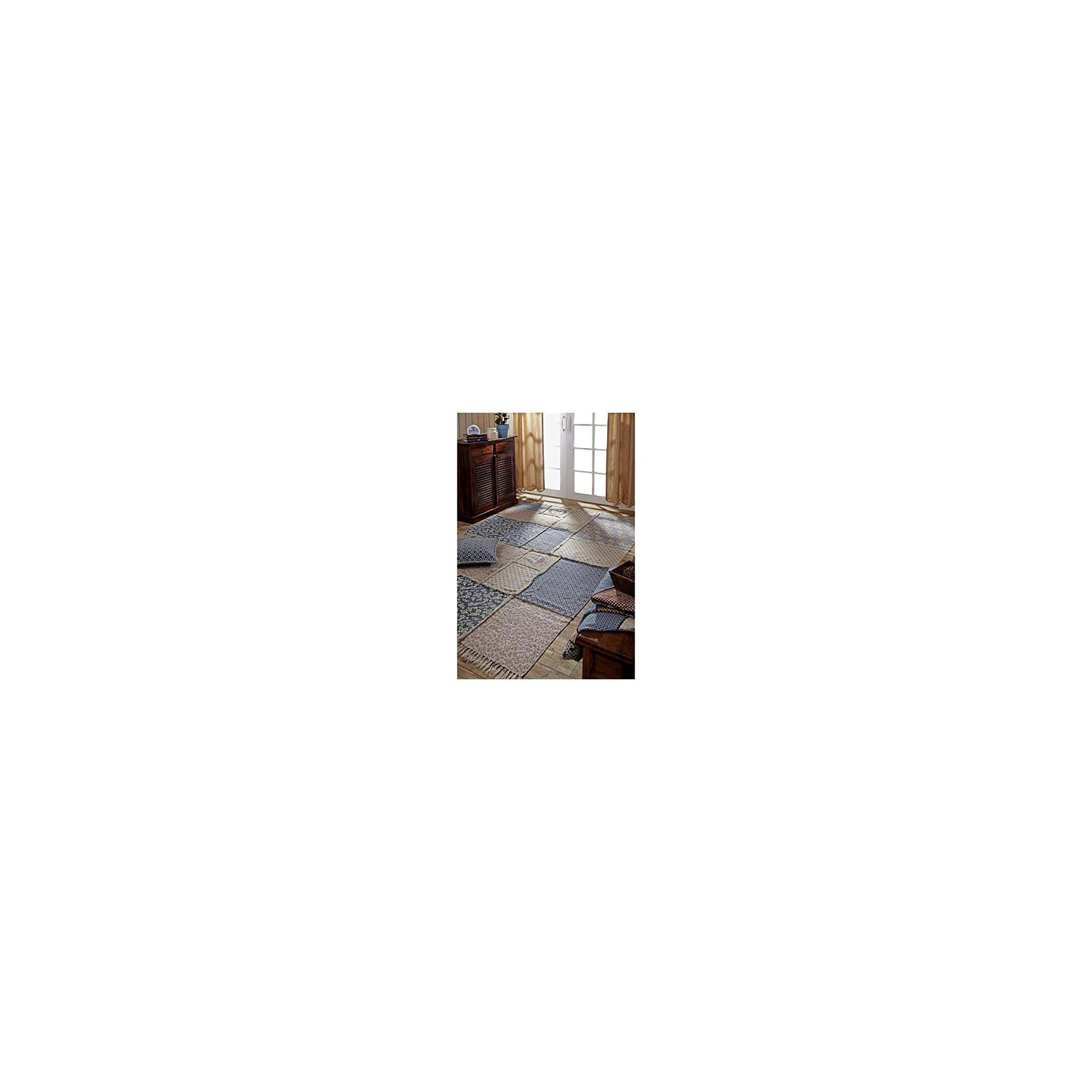 VHC Brands Farmhouse Flooring Millie White Patchwork Rug, 5' x 8