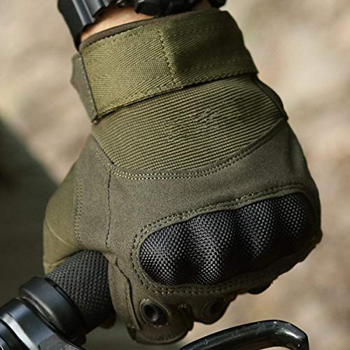 Tactical Gloves, Army Military Rubber Hard Knuckle Outdoor Full Finger Touch Screen Gloves for Men Cycling Motorcycle Hunting Shooting Hiking Camping Airsoft Paintball (XL, Army Green)