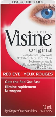 Visine Original Eye Drops, Eye Irritation, Dust, Smoke, Dry Eyes, Red Eyes, Tetrahydrozoline Hydrochloride Ophthalmic, 15mL