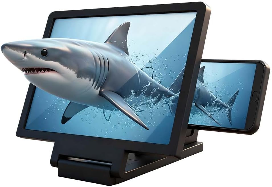 Photo 1 of 12" Big Screen Phone Magnifier, Upgraded HD Foldable Design Screen Magnifier Version for Movies, Gaming and Videos (Black,Horizontal)
