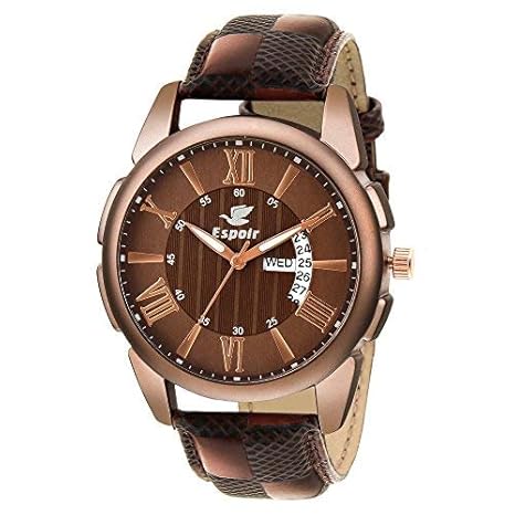 Analogue Brown Dial Day and Date Mens Boys Watch - Joseph0507