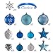 Teresa's Collections 70ct Winter Land Shatterproof Christmas Ball Ornaments Decoration Silver and Blue,1.57Inch-3.15Inch for Christmas Tree Decoration