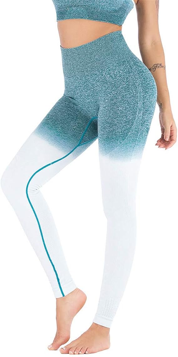 SotRong Women's Ombre Yoga Pants Seamless Gym Leggings High Waist Tummy