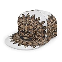 COMputer998 Polynesian Tattoo Design Face Flat Baseball Cap Men Women-Adjustable Printing Twill Hat Suitable for Sports,Outdoor,Everyday and Party
