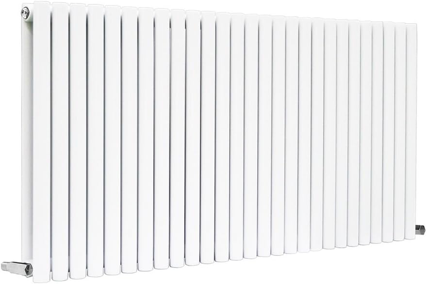 NRG 600x1593mm Gloss White Radiator Horizontal Oval Panel Bathroom Designer Double Rad Central Heating, 600x1593mm - Double - Image 5