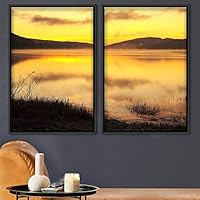 2 Piece Framed Canvas Wall Art Sunset Canvas Prints Home Artwork Decoration for Living Room,Bedroom - 16