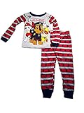 Paw Patrol Little Boys' Gray and Red Stripped Pajama Pants and Long Sleeved Shirt Set