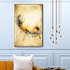 Canvas Wall Art - Abstract Watercolor Style Golden Deer - Giclee Print Gallery Wrap Modern Home Art Ready to Hang - 12x18 inches