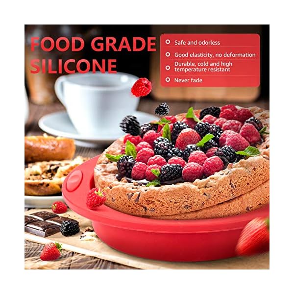 COSYLAND-6-Pieces-Silicone-Baking-Mould-Set-with-2-Oil-Brush-Non-Stick-Molds-Bakeware-Loaf-Tin-Trays-for-Baking-Cakes-Bread-Pie-Pancakes-Rectangular-Round-Square-Red COSYLAND 6 Pieces Silicone Baking Mould Set with 2 Oil Brush Non-Stick Molds Bakeware Loaf Tin Trays for Baking Cakes…