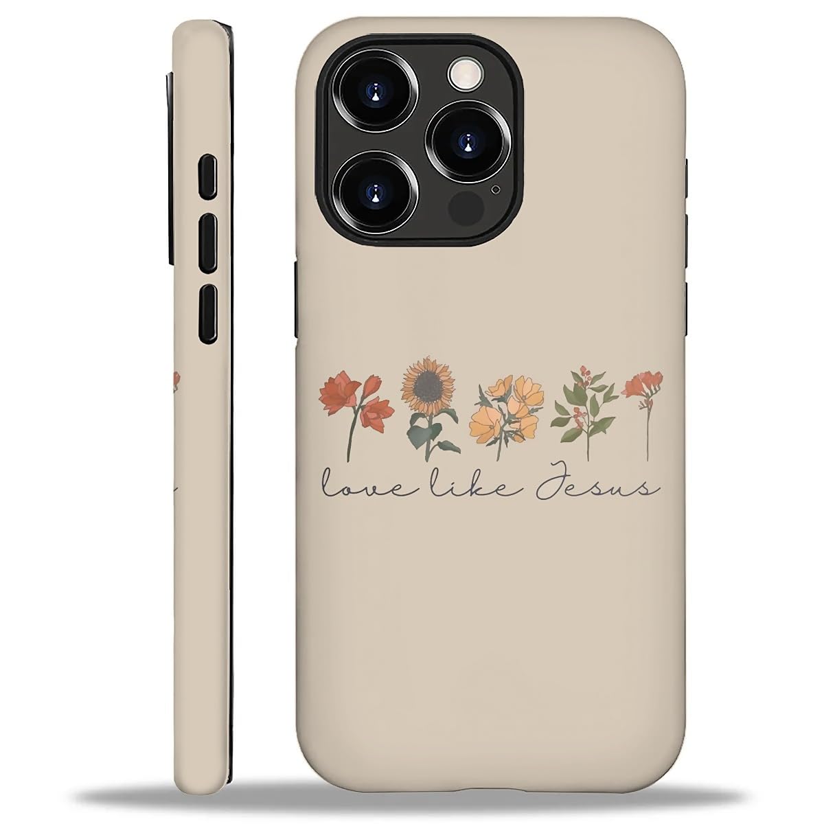 Photo 1 of WANKBLC Compatible with iPhone 16 Pro Matte Case, Love Like Jesus Religious Faith Flower Pattern for Girl Full Body Design Soft Silicone Drop Shock Scratch Protection
