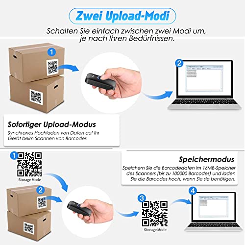 Eyoyo Mini 2D Bluetooth Barcode Scanner, 3 in 1 USB Wired/2.4G Wireless/Bluetooth Bar Code Reader Portable 1D QR Image Scanner PDF417 Data Matrix Code for iPad, iOS, Android