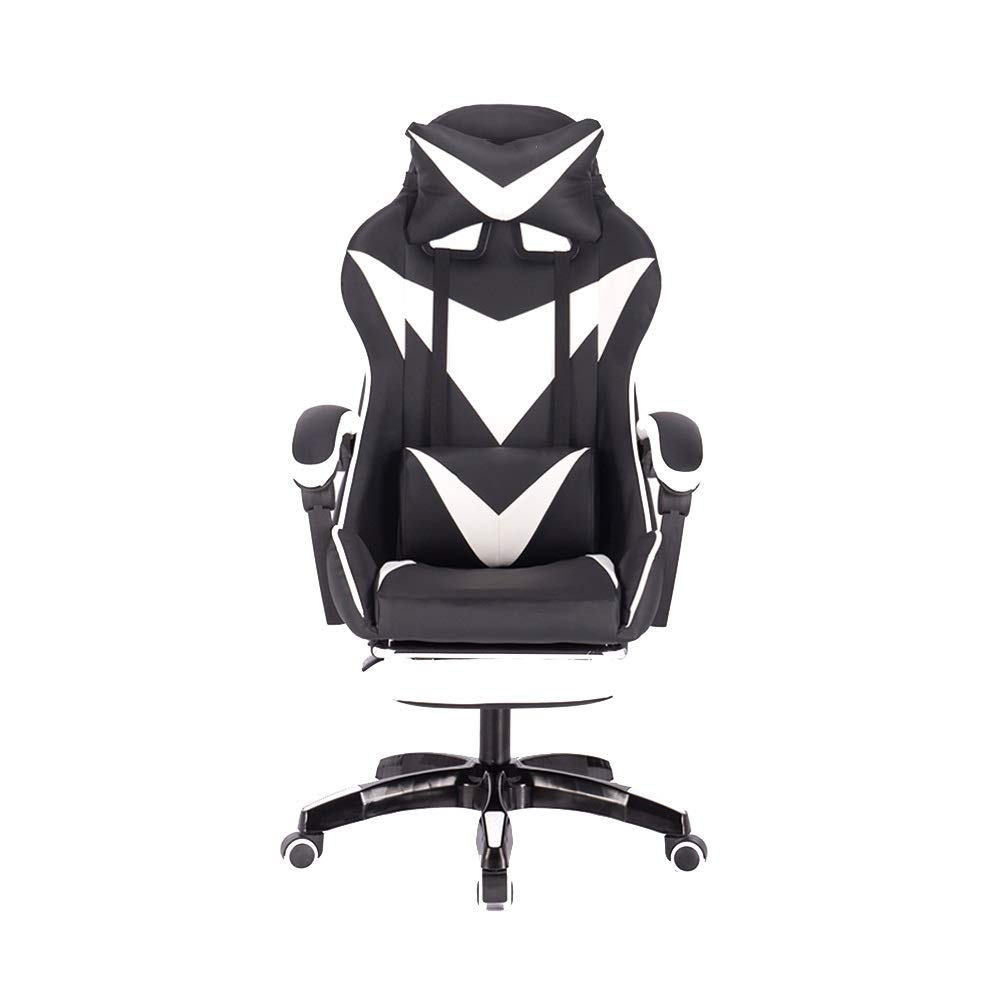 色 ゲーミングチェア フットレスト付きコンピュータチェアロータリーリフトマッサージ家庭用リクライニングレイジーオフィスチェアエグゼクティブチェア ヘッドレストおよびランバーサポート付き 回転チェア B07qx7fmsk 白 白 フットマッサージャー 人気ブランドの