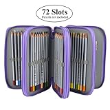 Large Capacity Multilayer Colored Pencil Case (72 Slots Purple Pen Bag)