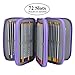 Large Capacity Multilayer Colored Pencil Case (72 Slots Purple Pen Bag)