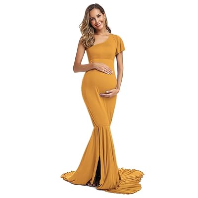 Fitted Maternity Gown One Shoulder Flutter Sleeve Jamaica | Ubuy