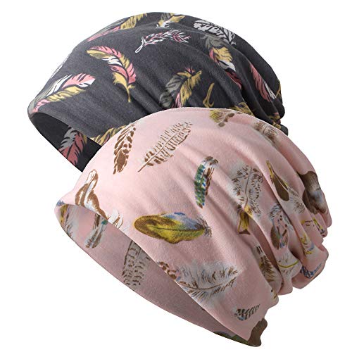 Women's Cotton Slouchy Beanie & Infinity Scarf Combo - Stretchy Headwrap For All Seasons