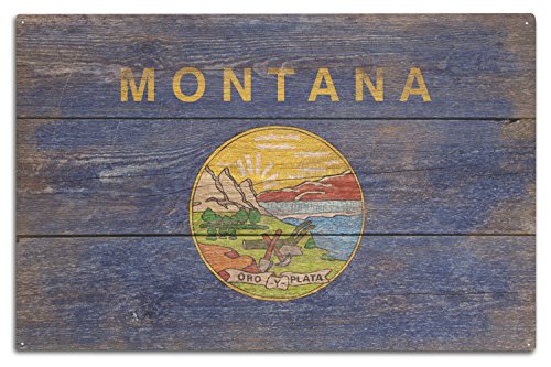 Lantern Press Rustic Montana State Flag (10x15 Wood Wall Sign, Wall Decor Ready to Hang)